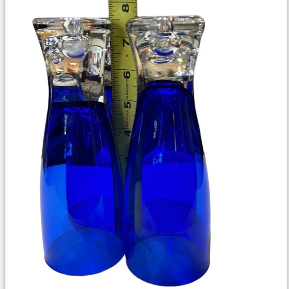 Block Signed Stockholm Crystal 4 Cobalt Blue Air Bubble Bottom Highball Glasses - Picture 10 of 11